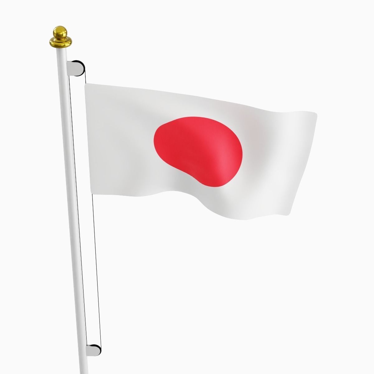 Flag of the Japan Low-poly 3D model_4