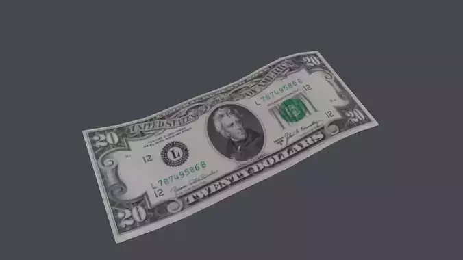 20 Dollar Bill 3D Model Low-poly 3D model