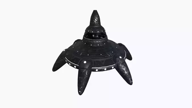 Alien Spaceship UFO G10 Full Black - Sci Fi Spacecraft Design Low-poly 3D model