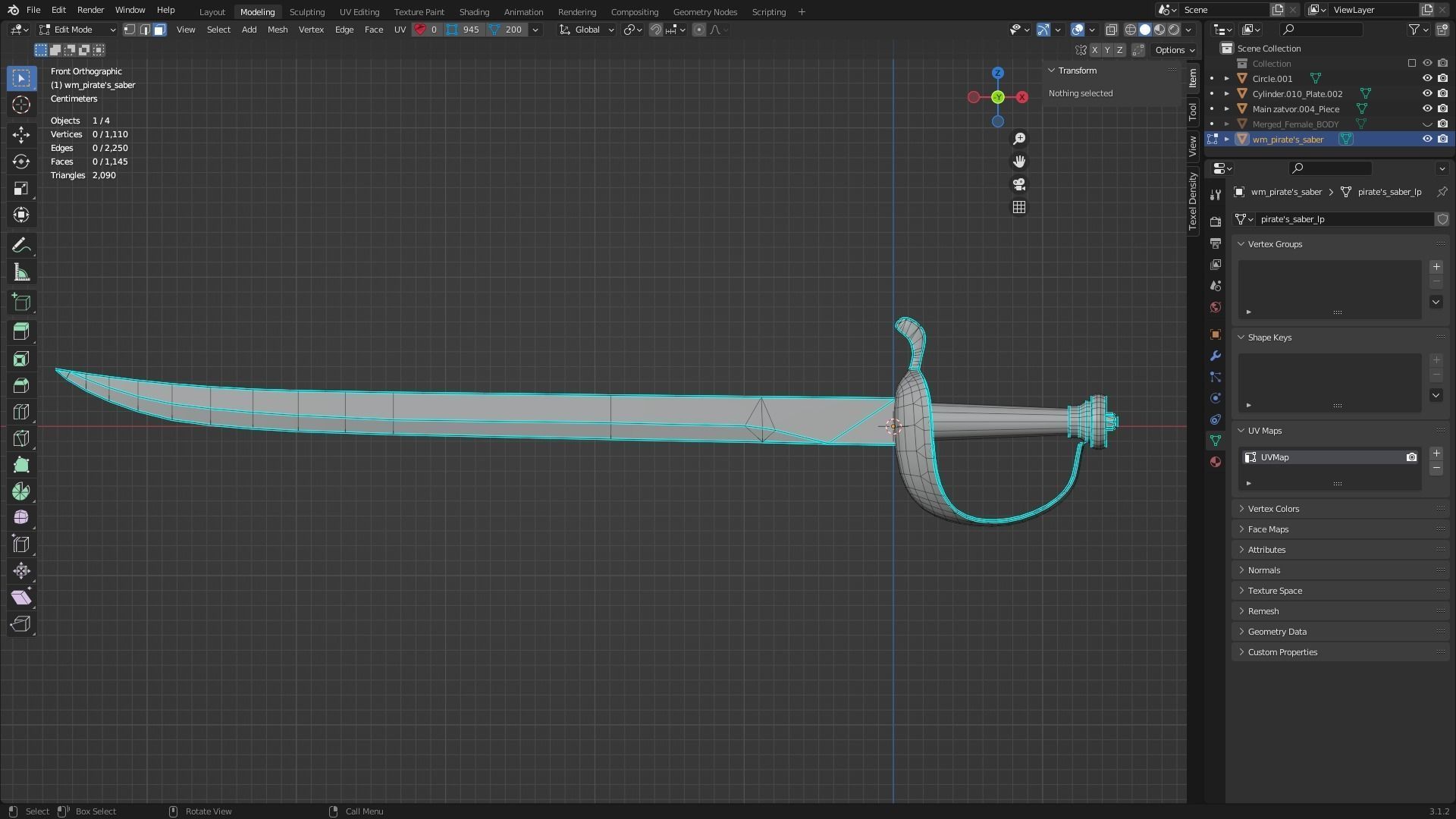 Pirates Saber Low-poly 3D model_9