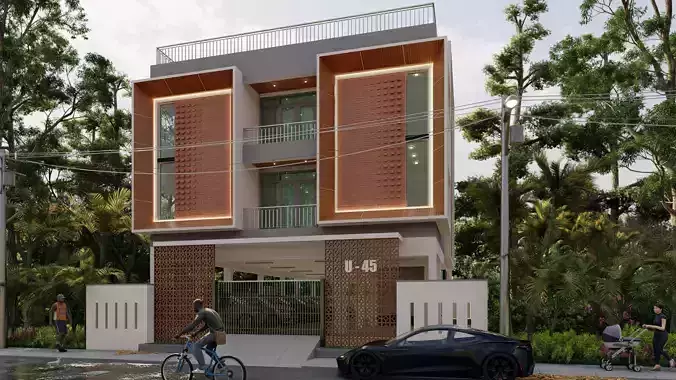 Modern Stilt and two floors Residential Design