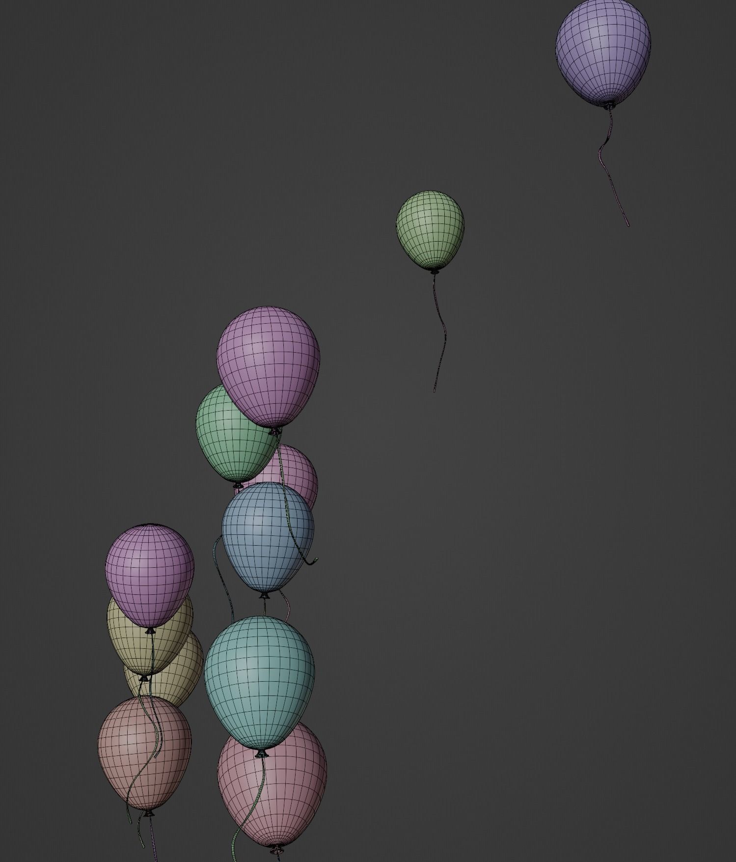 Set of colorful balloons Free low-poly 3D model_8