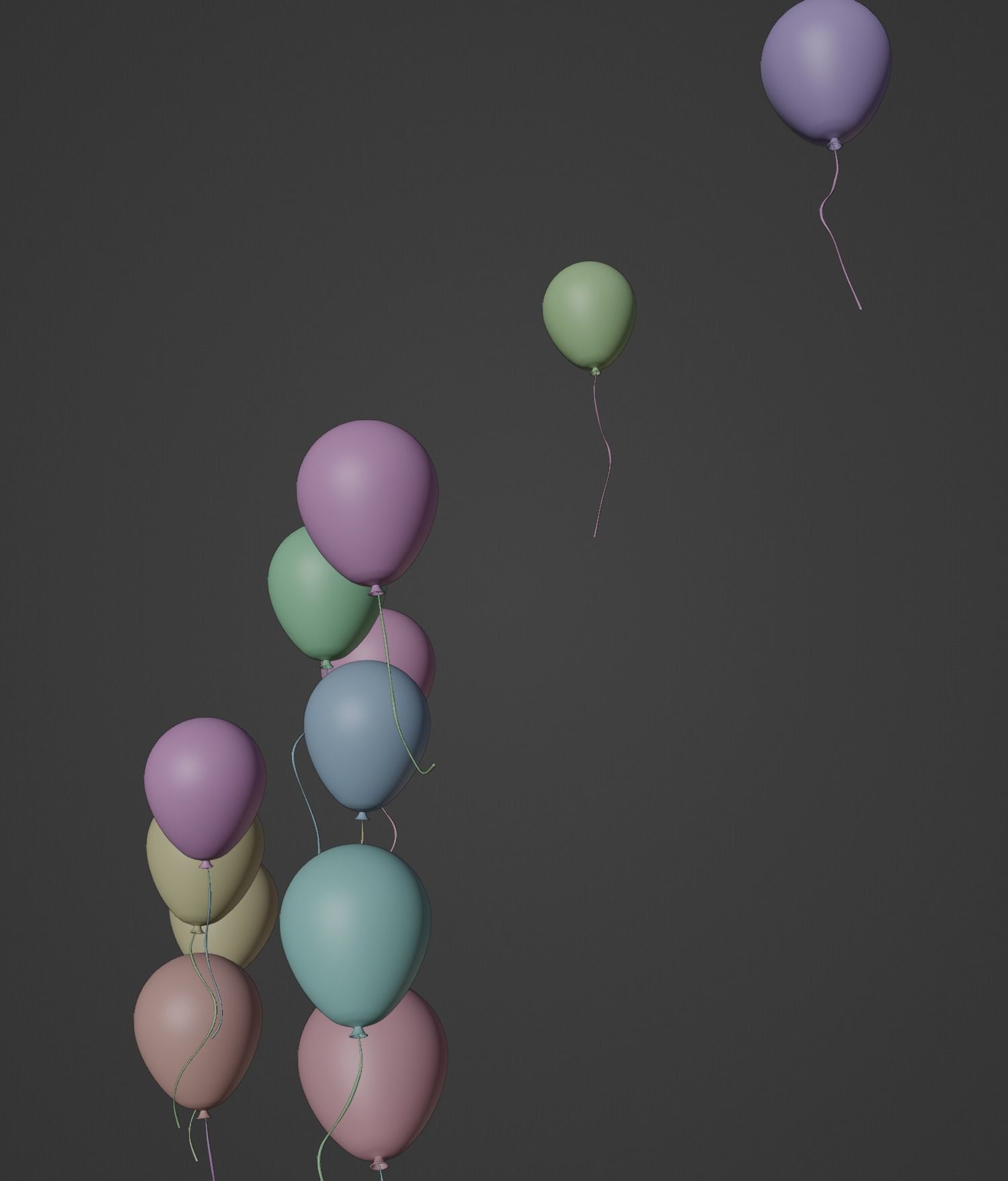 Set of colorful balloons Free low-poly 3D model_7