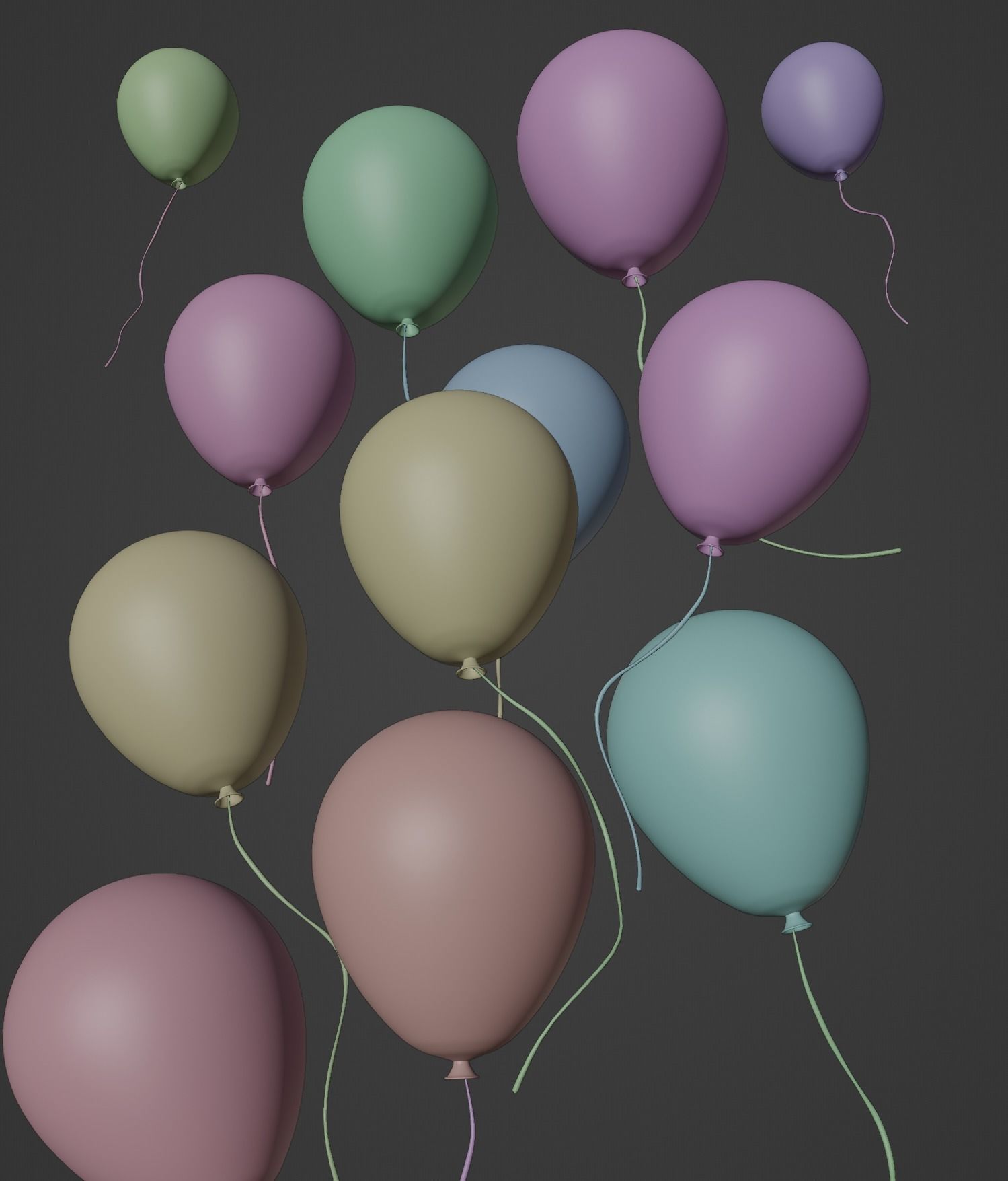 Set of colorful balloons Free low-poly 3D model_3