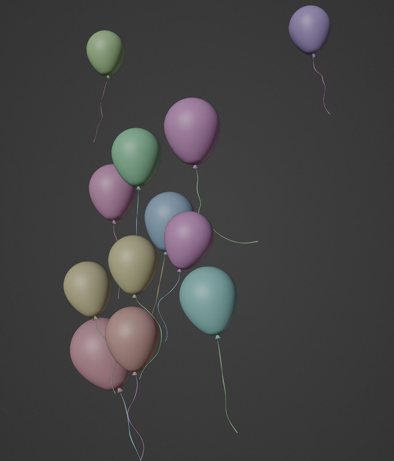 Set of colorful balloons Free low-poly 3D model_5