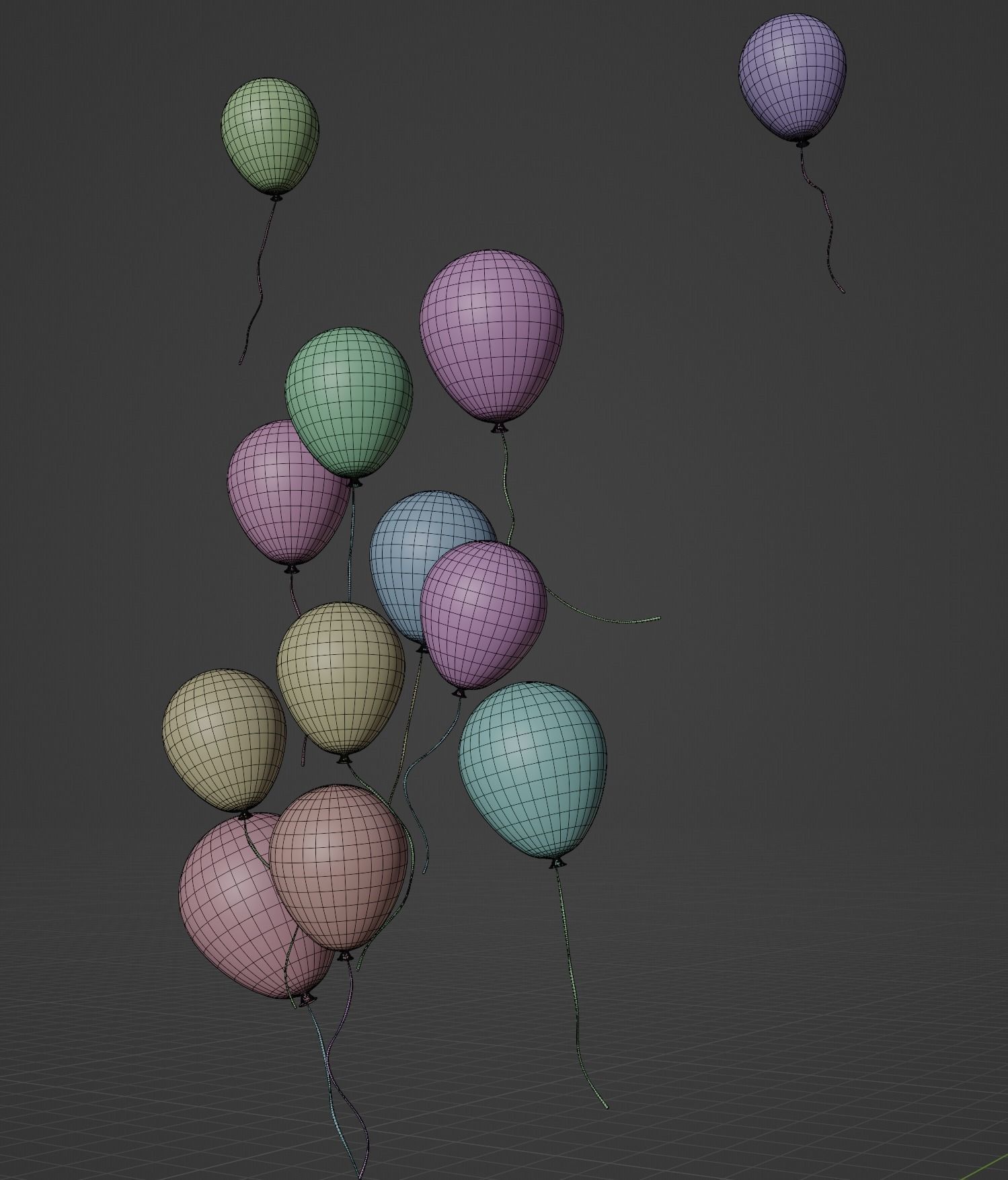 Set of colorful balloons Free low-poly 3D model_6