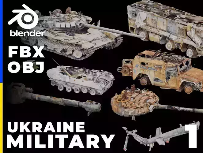 SCANS from Ukraine Military set 3 Low-poly 3D model