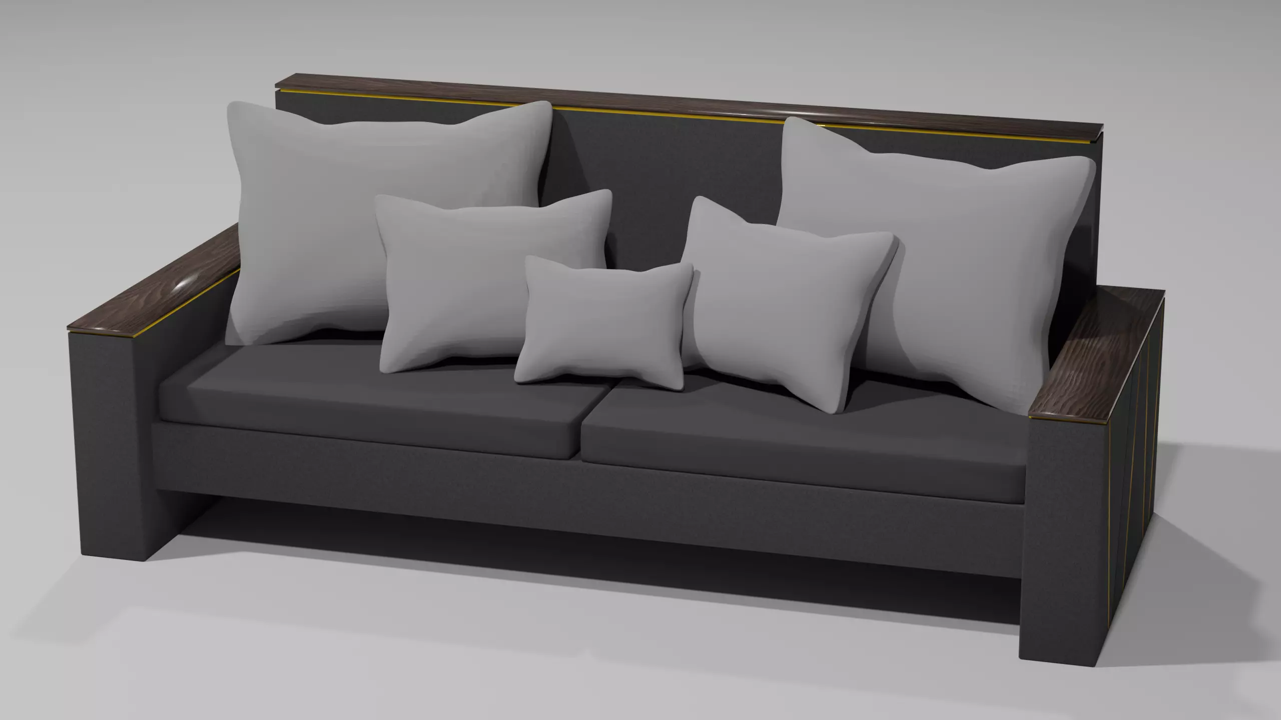 Couch gold chair 3D model_0