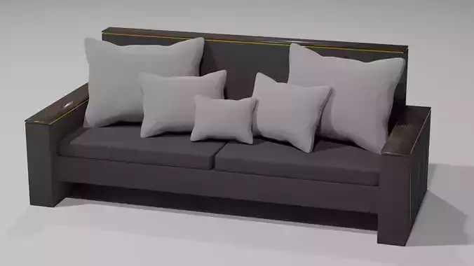 Couch gold chair 3D model