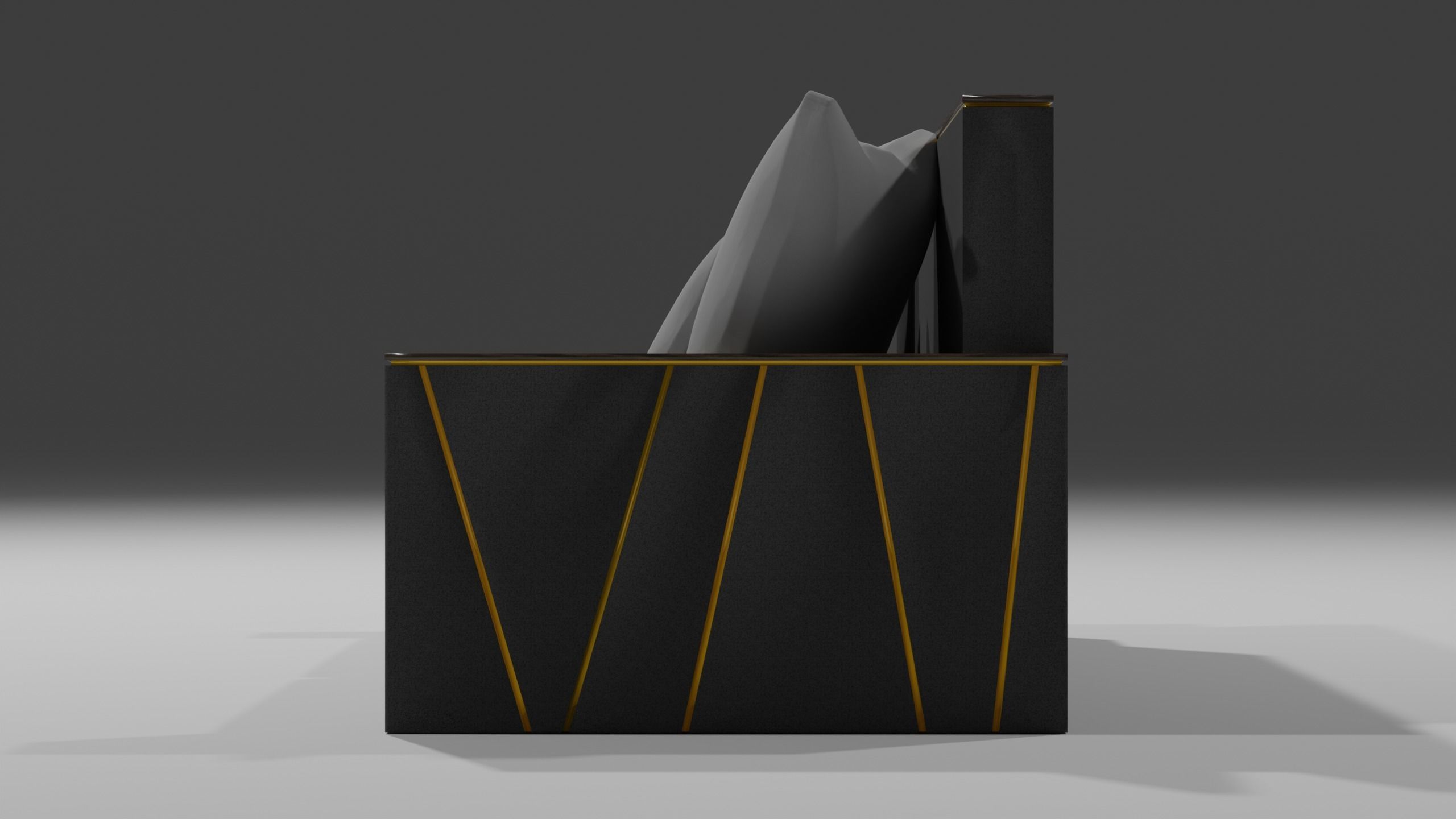 Couch gold chair 3D model_3