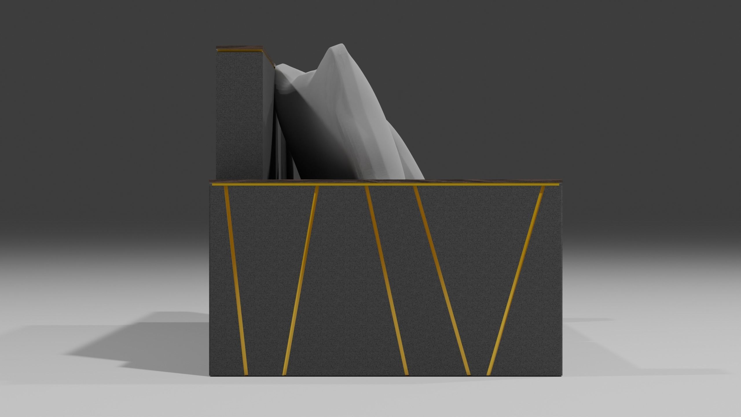 Couch gold chair 3D model_2