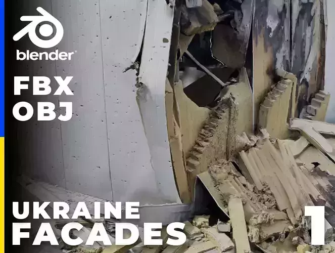 SCANS from Ukraine Facades set 1 Low-poly 3D model