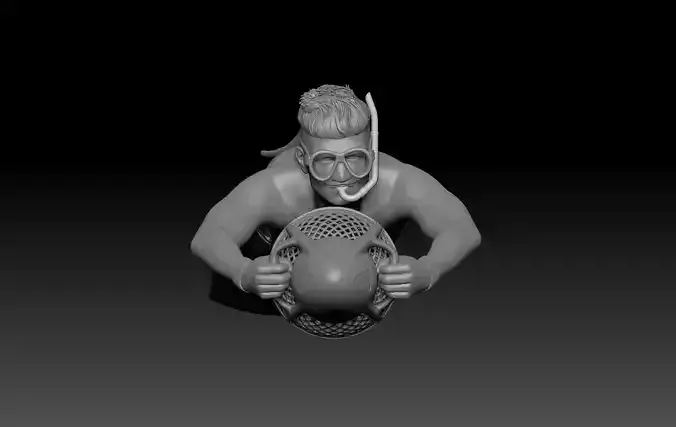 SNORKEL BOY 3 WITH SCOOTER UNDERWATER 3D print model