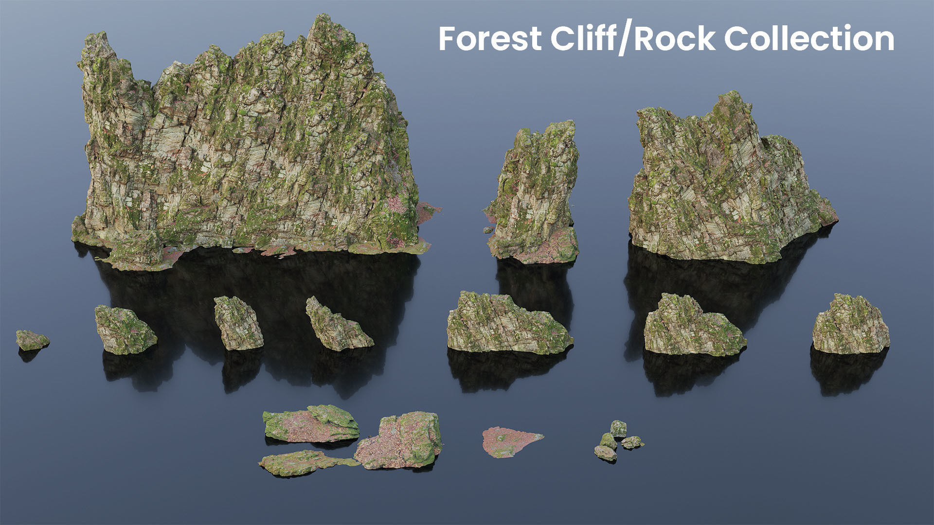 Forest Cliffs Moss Low-poly 3D model_20