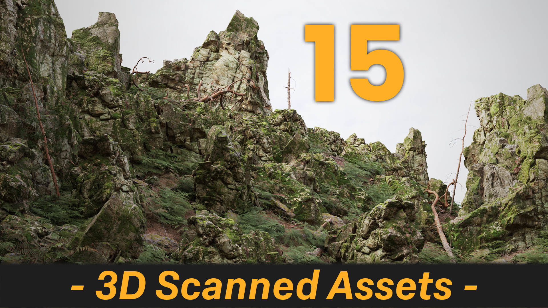 Forest Cliffs Moss Low-poly 3D model_0