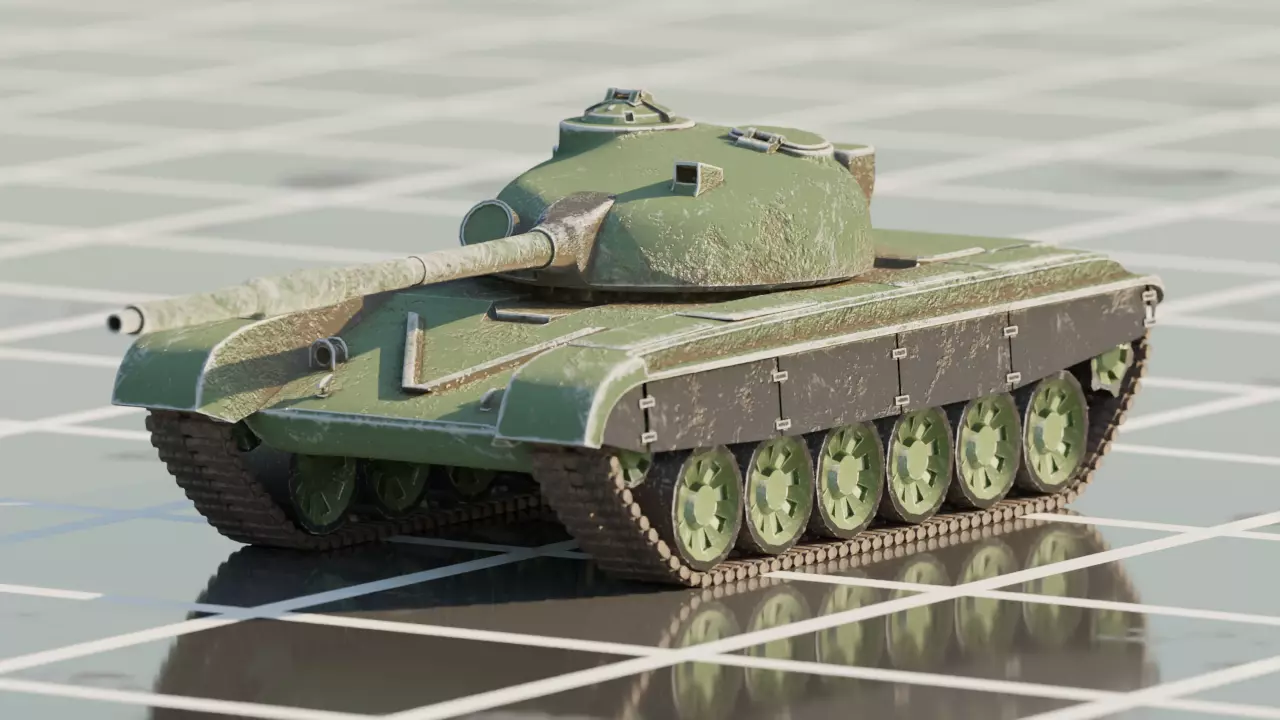 T-72 Tank  Low-poly 3D model_0
