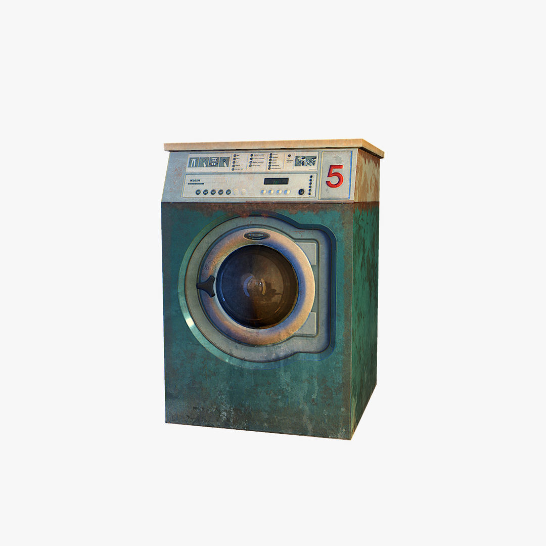 Old washing machine Low-poly 3D model_4