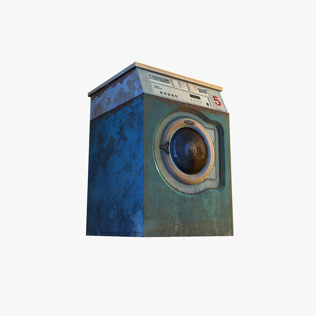 Old washing machine Low-poly 3D model_6