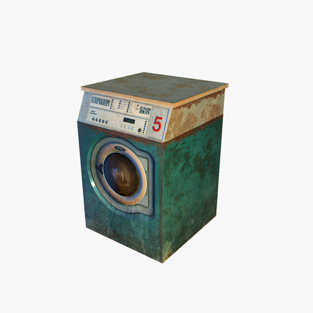 Old washing machine Low-poly 3D model_1
