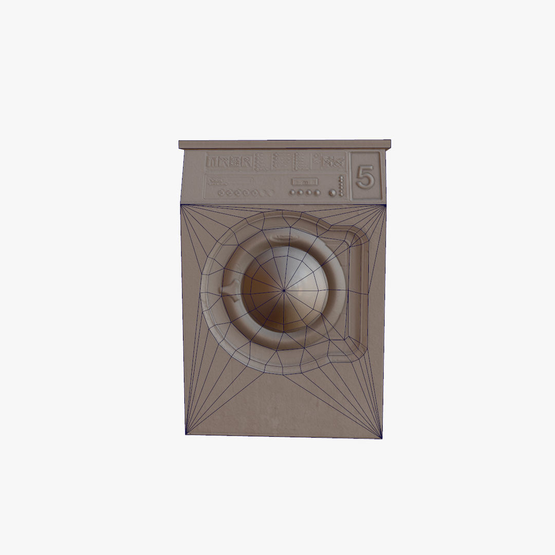 Old washing machine Low-poly 3D model_8