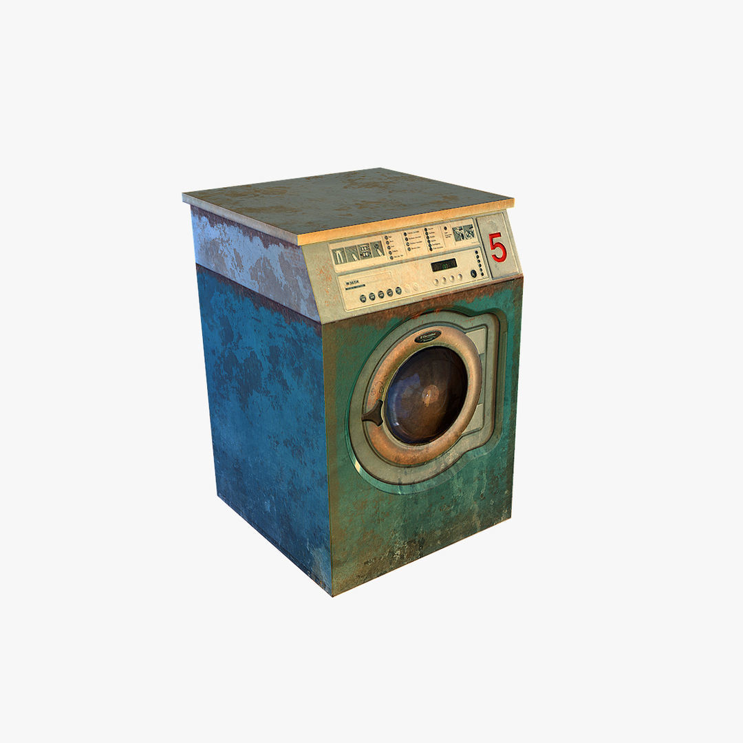 Old washing machine Low-poly 3D model_2