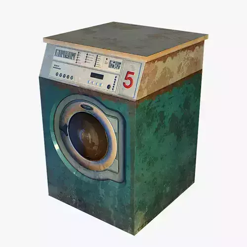 Old washing machine Low-poly 3D model