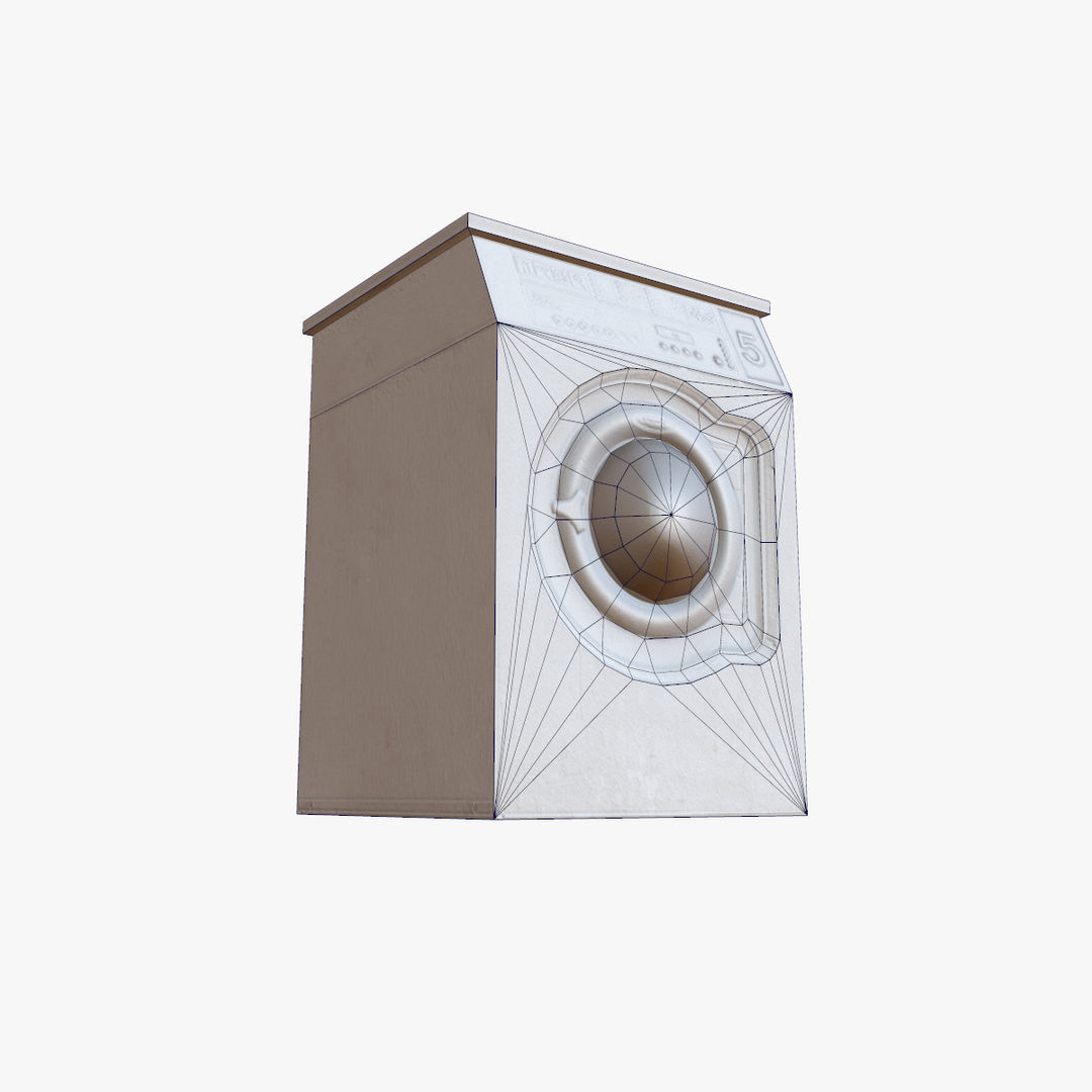 Old washing machine Low-poly 3D model_9