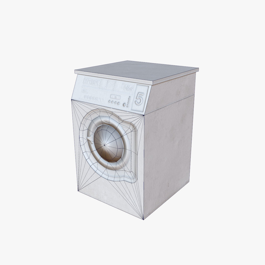 Old washing machine Low-poly 3D model_7