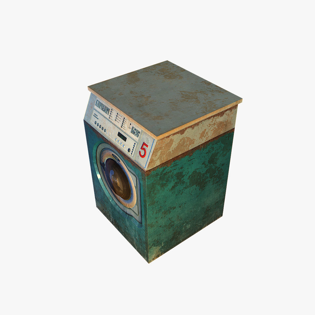 Old washing machine Low-poly 3D model_5