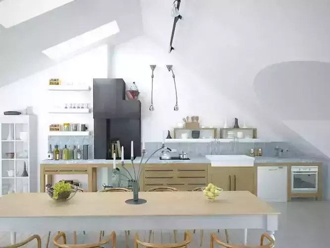 Kitchen And Studio Modern  Interior Design