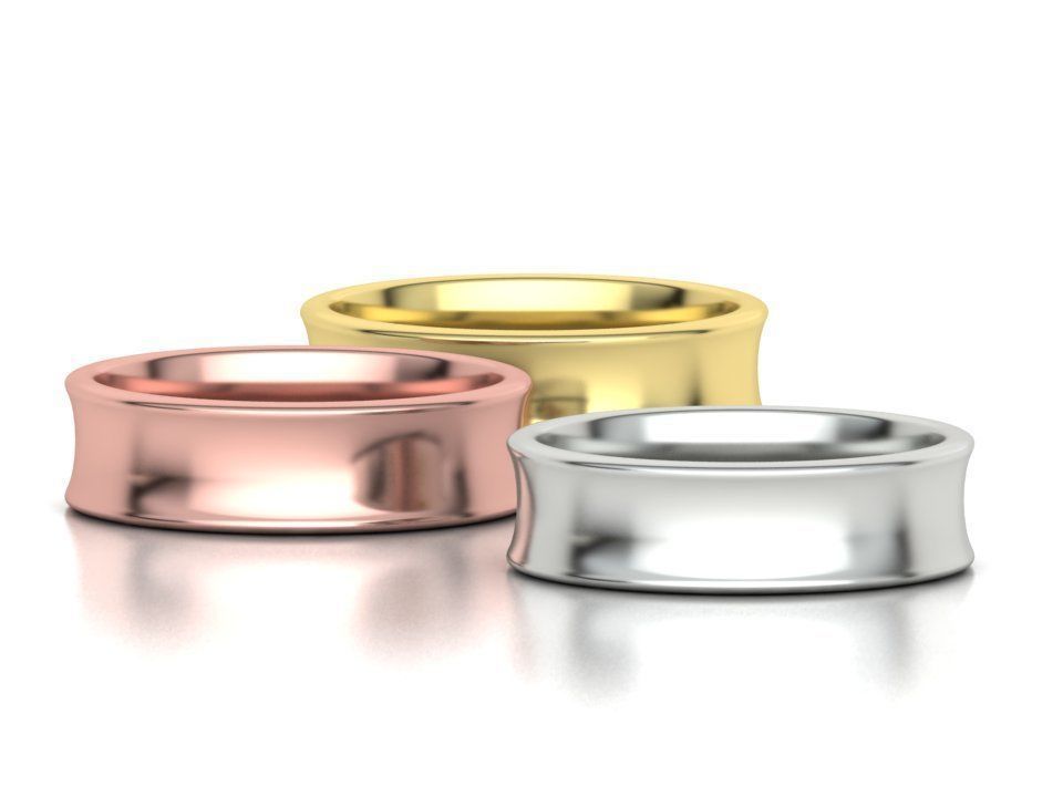 Concave Plain Band 6mm wide 4-13us sizes 3dmodel 3D print model_1