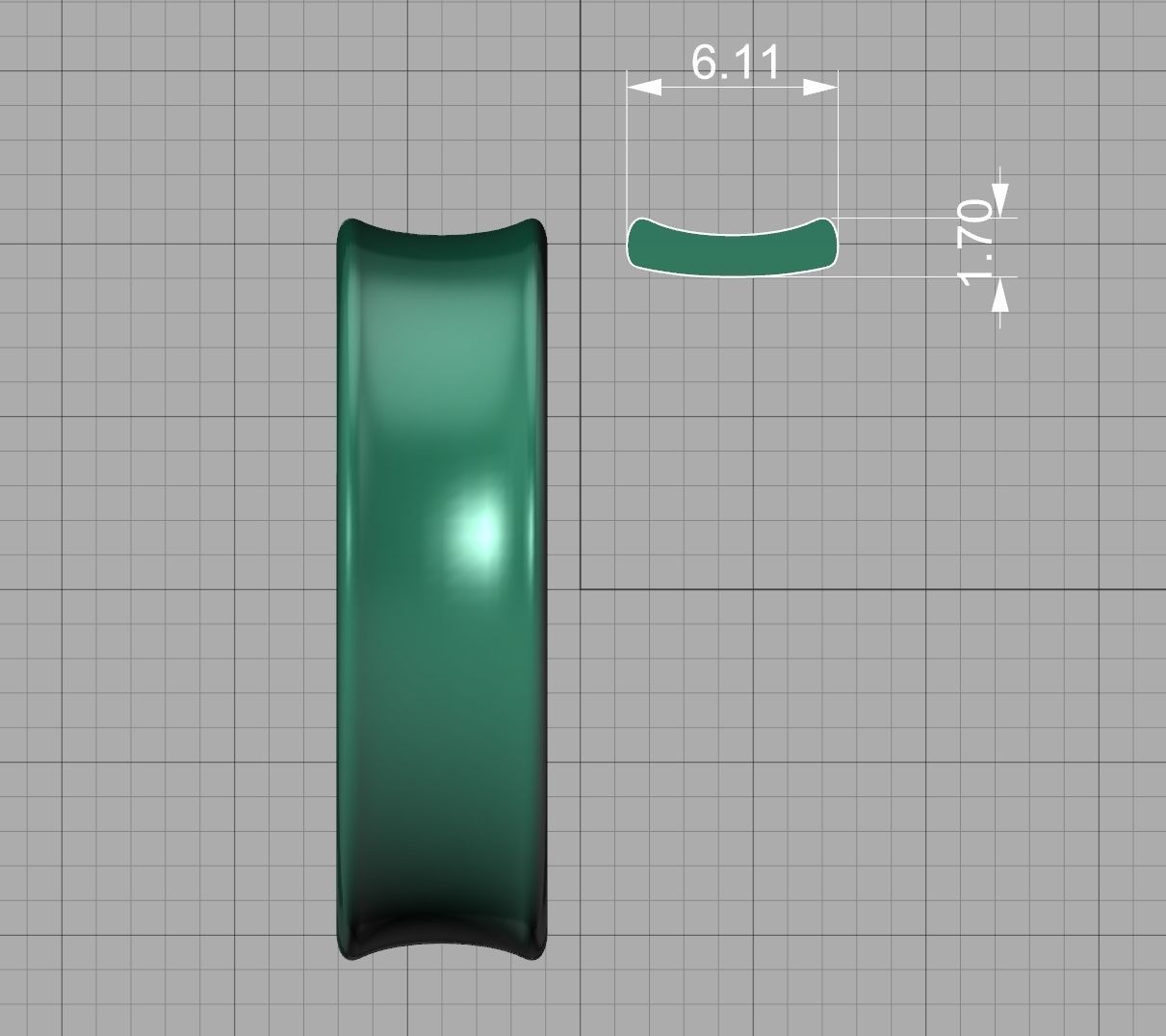 Concave Plain Band 6mm wide 4-13us sizes 3dmodel 3D print model_15