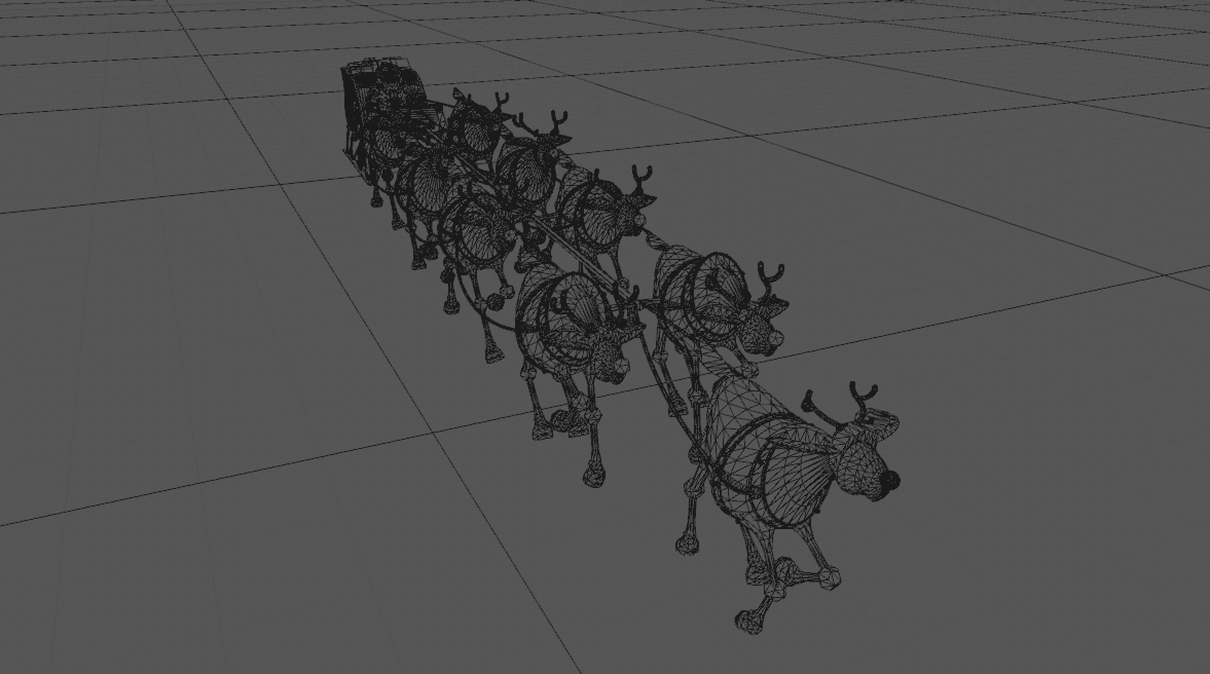 3D Santa in Sleigh with Reindeers 3D model_9