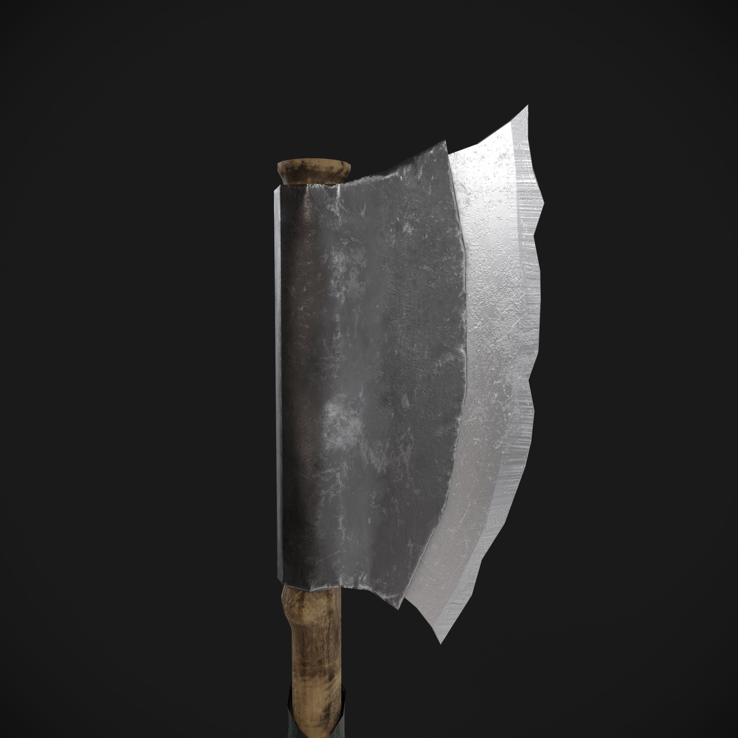 Diablo Style Two Handed Cleaver w 2 length 2 color Low-poly 3D model_6