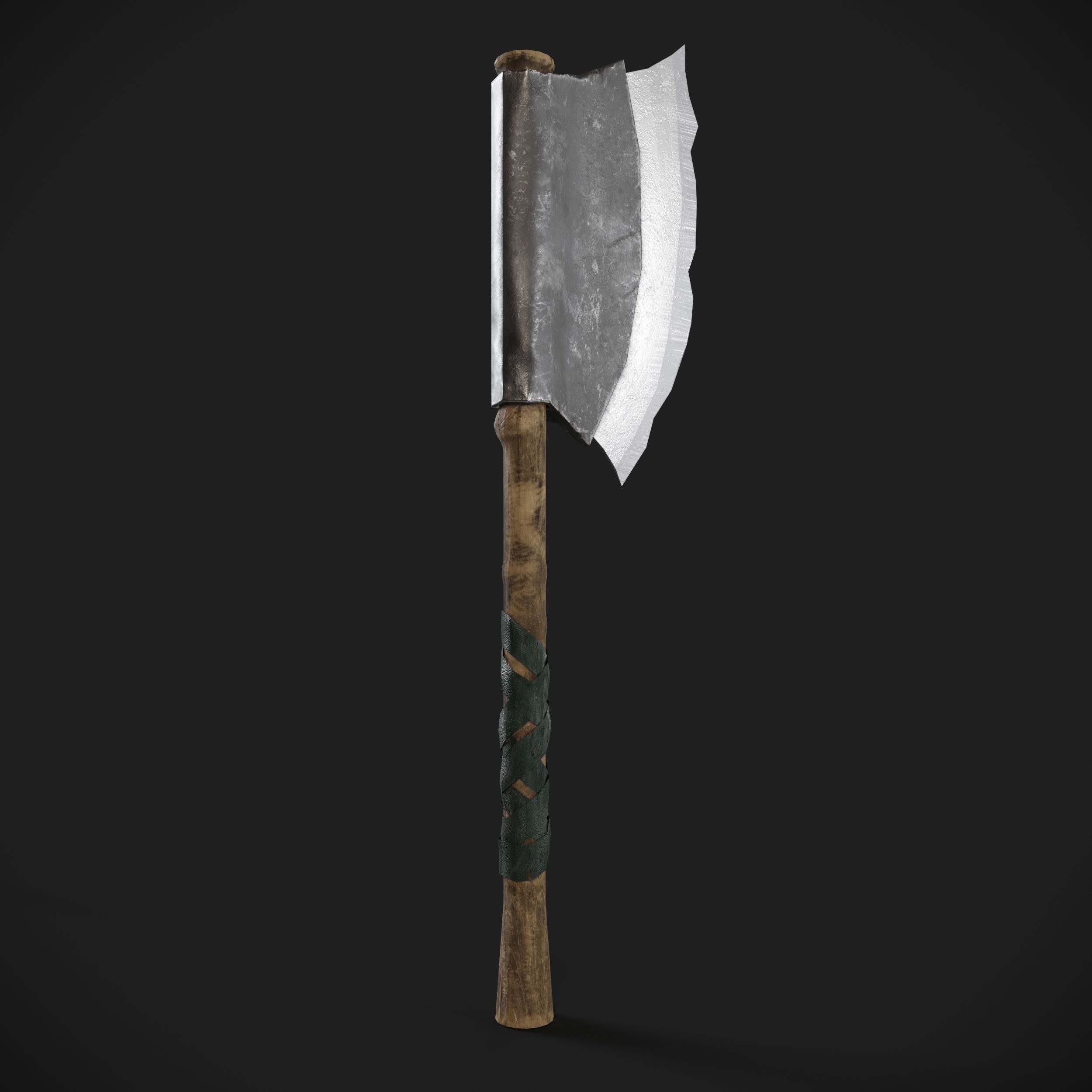 Diablo Style Two Handed Cleaver w 2 length 2 color Low-poly 3D model_11