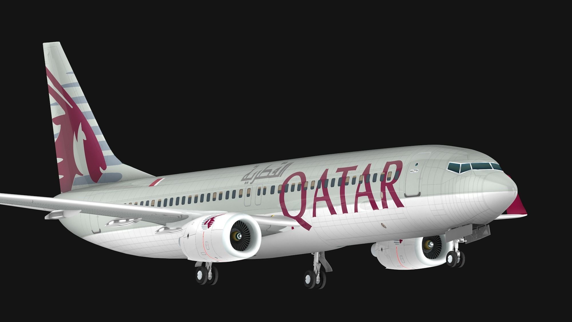 Boeing 737-800 Qatar Ariways Low-poly 3D model_1
