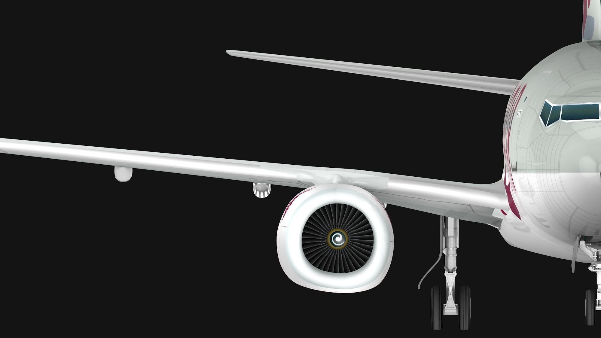 Boeing 737-800 Qatar Ariways Low-poly 3D model_2