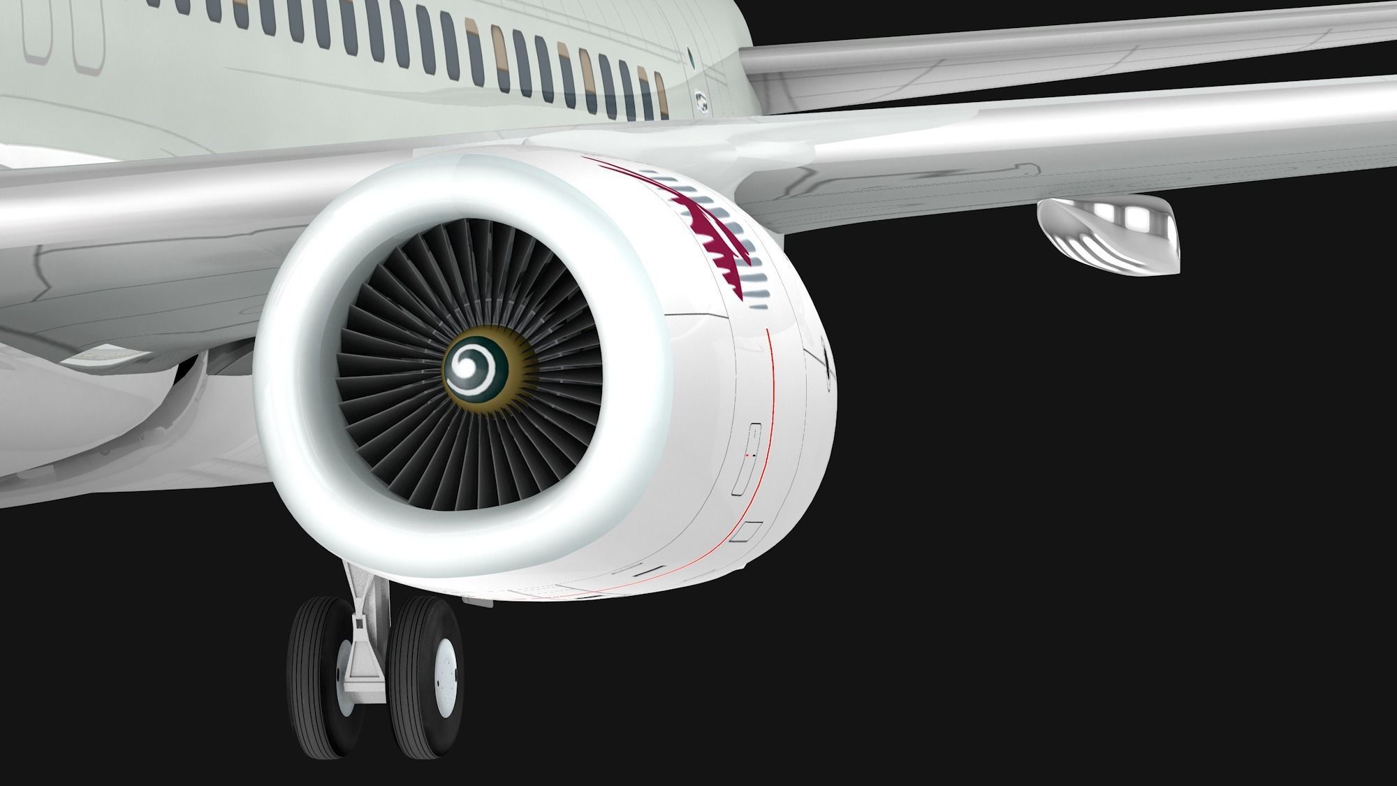 Boeing 737-800 Qatar Ariways Low-poly 3D model_5