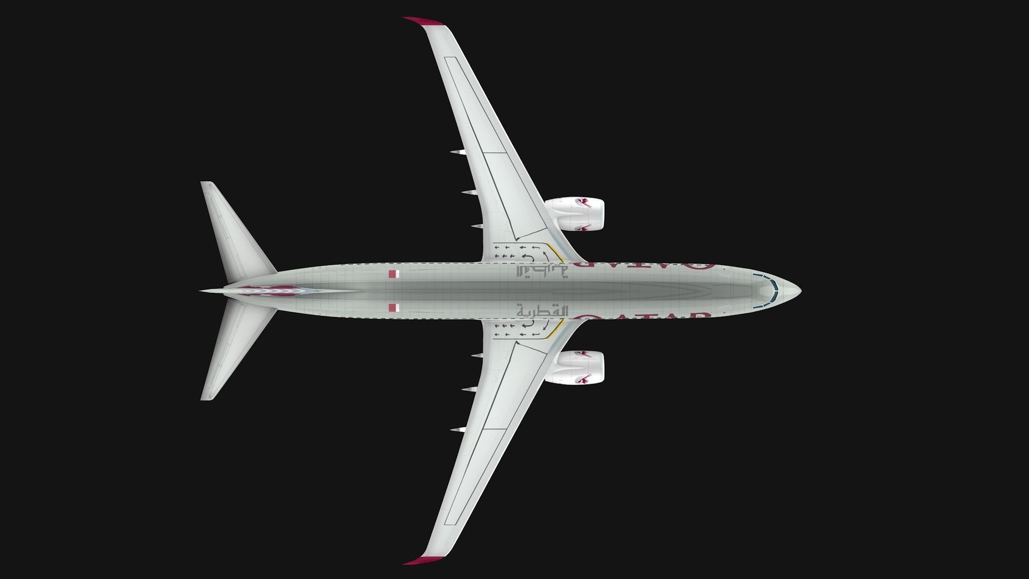Boeing 737-800 Qatar Ariways Low-poly 3D model_10