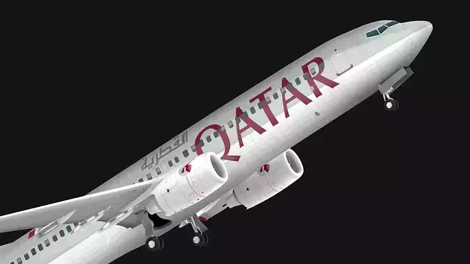 Boeing 737-800 Qatar Ariways Low-poly 3D model