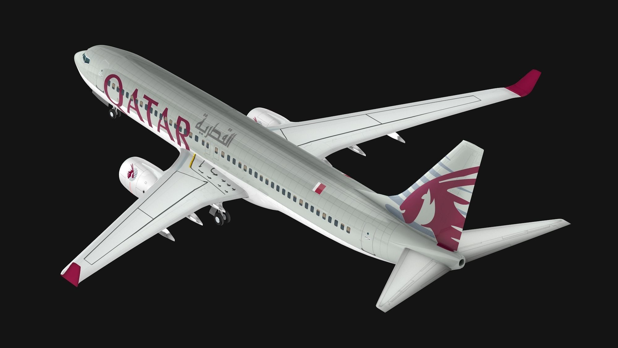 Boeing 737-800 Qatar Ariways Low-poly 3D model_7