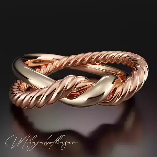Fashionable gold ring 3D print model