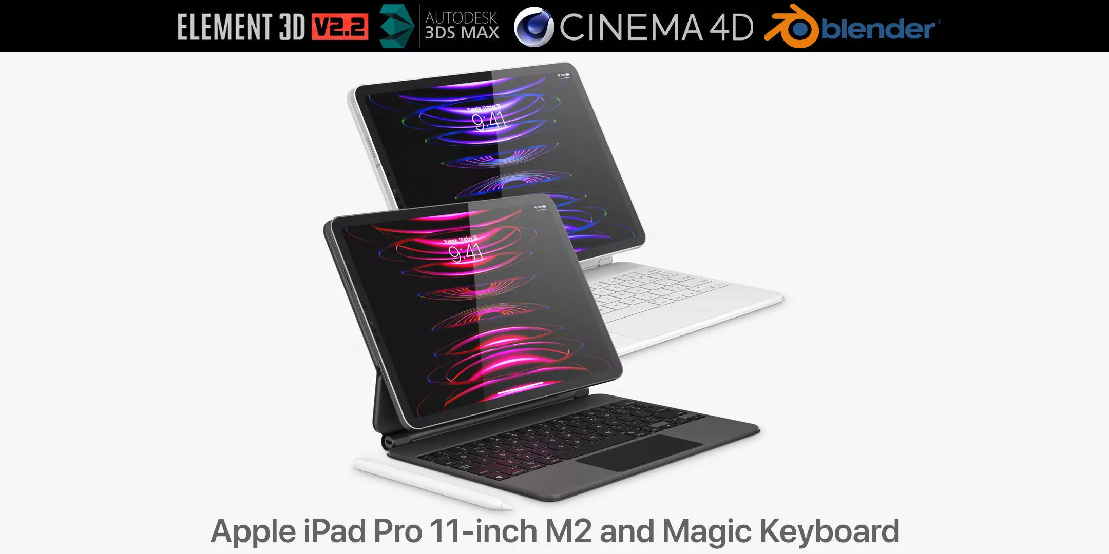 Apple iPad Pro 11-inch M2 and Magic Keyboard 3D model_0