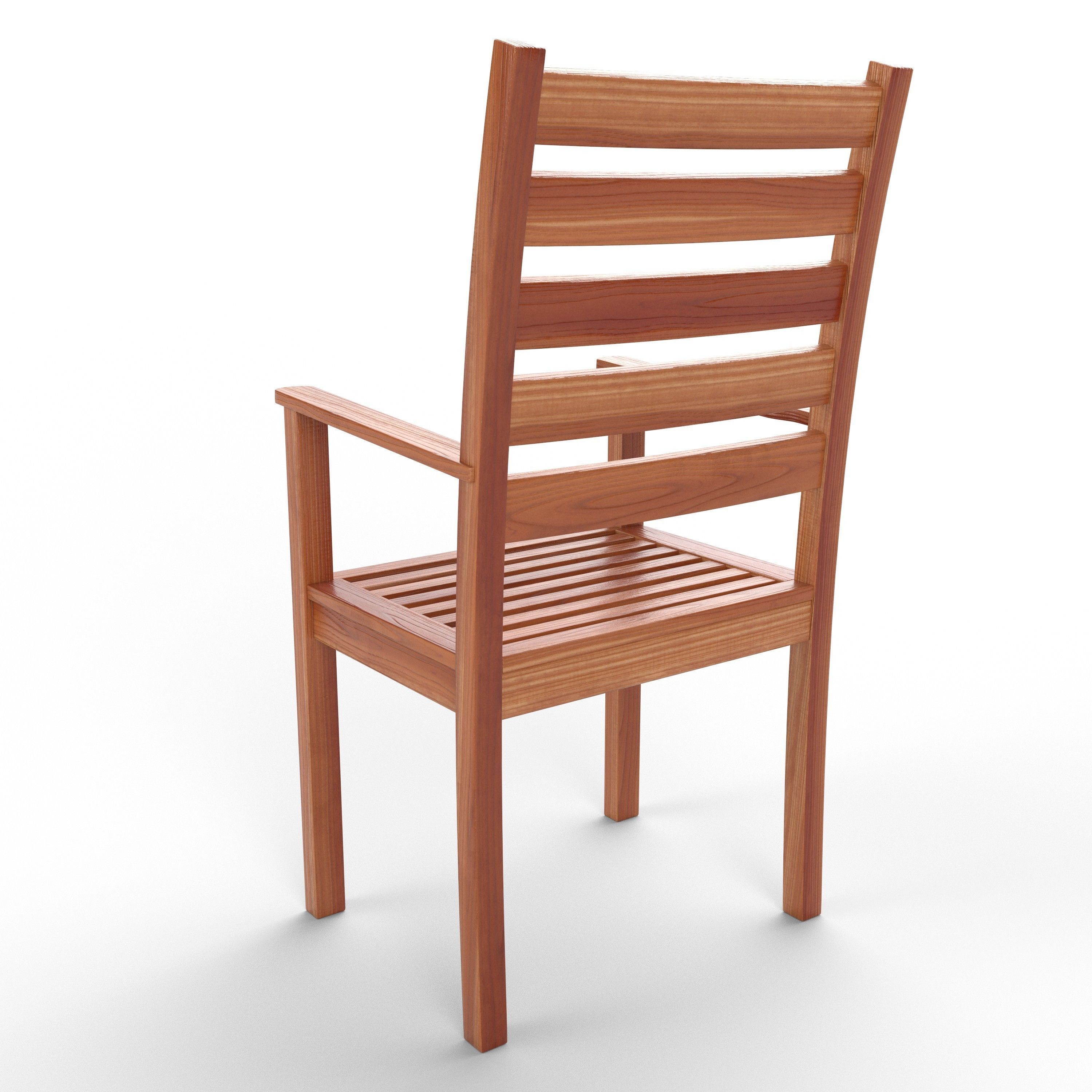 Wooden Chair 3D model_3