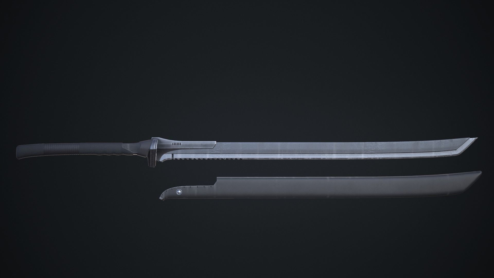 Sci-fi katana Low-poly 3D model_3