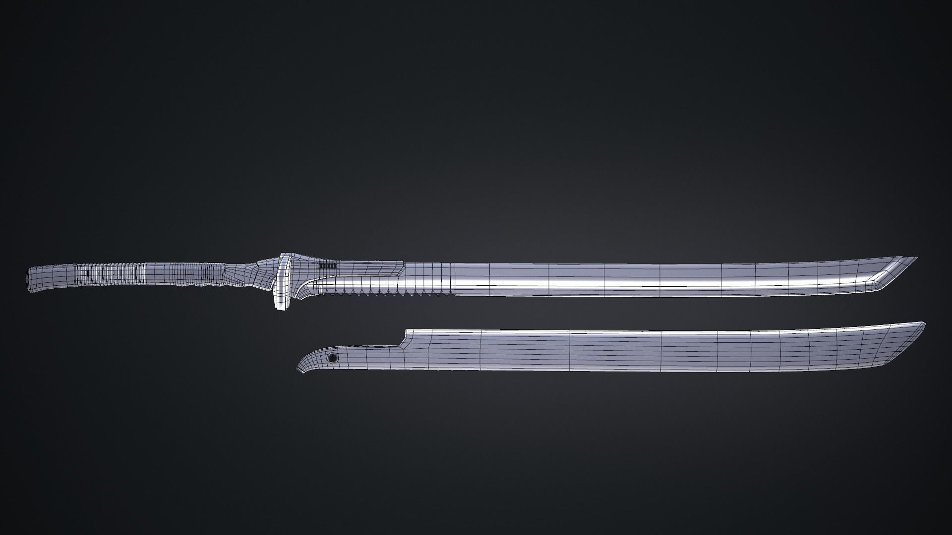 Sci-fi katana Low-poly 3D model_7