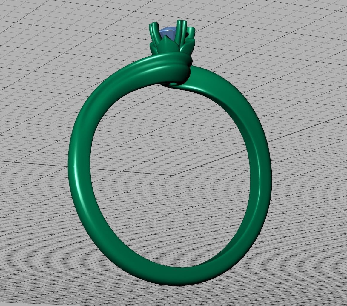 3mm stone Solitaire Promise Ring bypass shank design 3D print model_8