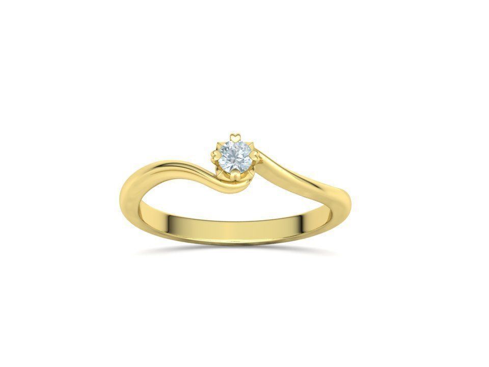 3mm stone Solitaire Promise Ring bypass shank design 3D print model_19