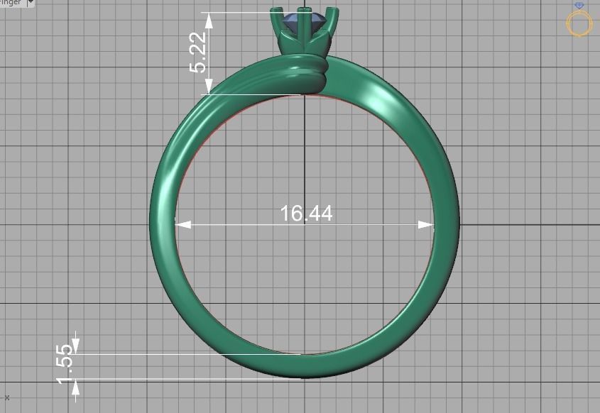 3mm stone Solitaire Promise Ring bypass shank design 3D print model_12