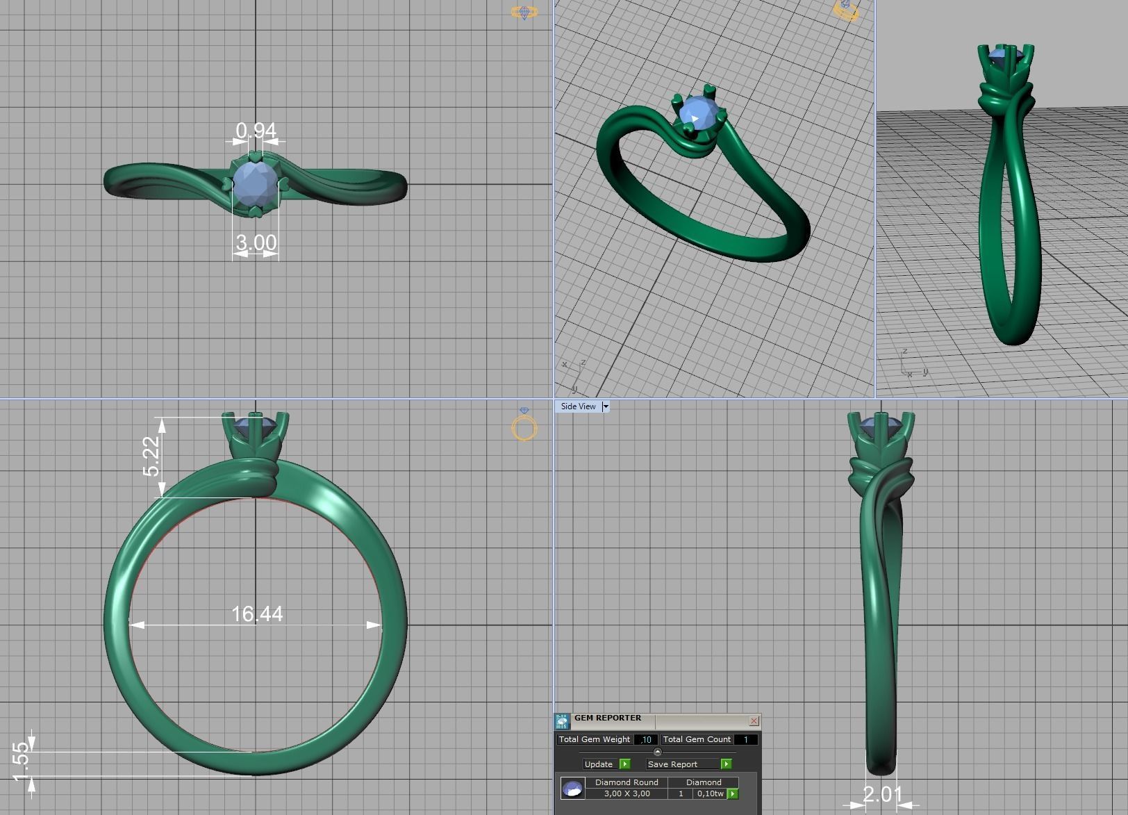 3mm stone Solitaire Promise Ring bypass shank design 3D print model_5